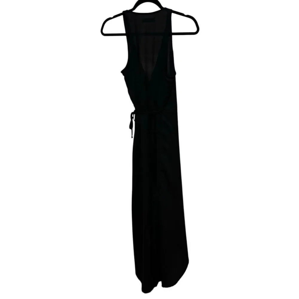 Abercrombie & Fitch Black Wrap Asymmetrical Tie Waist  Maxi Dress